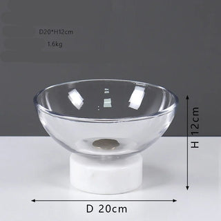 Piccolo Vassoio Circolare Materiale Vetro Base Marmo Vassoio Decorativo Decorazione Vassoio Porta Oggetti-INTERIOR DREAM DESIGN