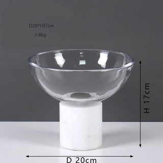 Piccolo Vassoio Circolare Materiale Vetro Base Marmo Vassoio Decorativo Decorazione Vassoio Porta Oggetti-INTERIOR DREAM DESIGN