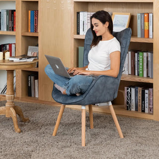 Poltrona Braccioli Schienale Alto Diversi Colori Velluto Legno Soggiorno Casa-INTERIOR DREAM DESIGN