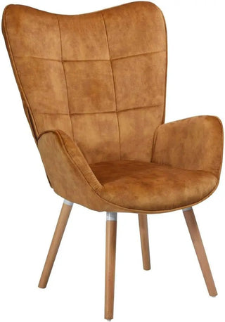 Poltrona Braccioli Schienale Alto Diversi Colori Velluto Legno Soggiorno Casa-INTERIOR DREAM DESIGN