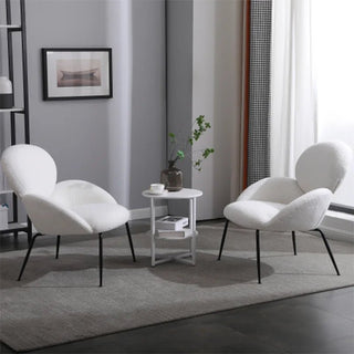 Poltrona Colore Bianco Tessuto Teddy Metallo Imbottitura Arredamento Casa-INTERIOR DREAM DESIGN