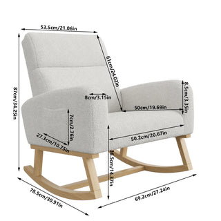 Poltrona Dondolo Sedia Ufficio Casa Salotto Elegante Comoda Moderna Arredamento Legno Pile Tessuto - INTERIOR DREAM DESIGN