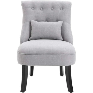 Poltrona Grigio Azzurro Legno Lino Imbottitura Cuscino Sfoderabile Incluso Salotto-INTERIOR DREAM DESIGN