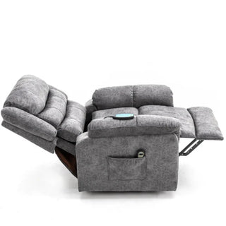 Poltrona Massaggio Elettrica Funzione Reclinabile Relax Supporto Piedi Grigia Telecomando-INTERIOR DREAM DESIGN