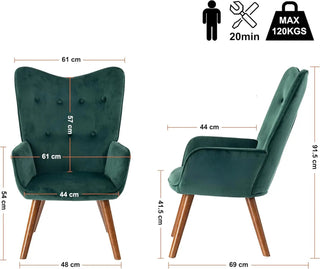 Poltrona Verde Petrolio Scuro Legno Velluto Imbottitura Arredamento Salotto-INTERIOR DREAM DESIGN