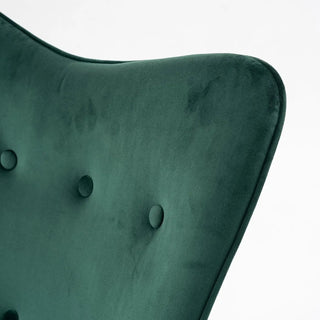 Poltrona Verde Petrolio Scuro Legno Velluto Imbottitura Arredamento Salotto-INTERIOR DREAM DESIGN