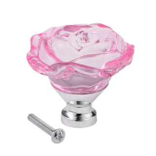 Pomello Forma Rosa Diversi Colori Effetto Vetro Trasparente Design Innovativo Vetro Zinco Arredamento Mobili Casa-INTERIOR DREAM DESIGN