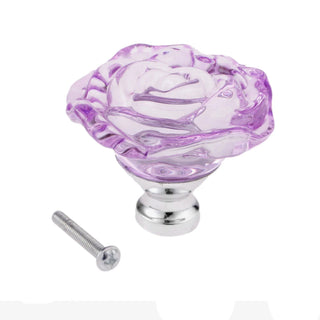 Pomello Forma Rosa Diversi Colori Effetto Vetro Trasparente Design Innovativo Vetro Zinco Arredamento Mobili Casa-INTERIOR DREAM DESIGN