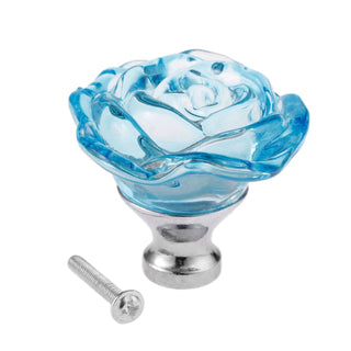 Pomello Forma Rosa Diversi Colori Effetto Vetro Trasparente Design Innovativo Vetro Zinco Arredamento Mobili Casa-INTERIOR DREAM DESIGN