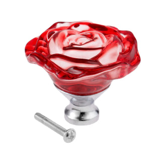 Pomello Forma Rosa Diversi Colori Effetto Vetro Trasparente Design Innovativo Vetro Zinco Arredamento Mobili Casa-INTERIOR DREAM DESIGN