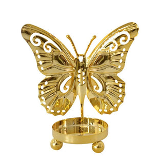 Porta Candela Materiale Metallo Modello Farfalla Oro Nero Decorazione Moderna Design Elegante-INTERIOR DREAM DESIGN