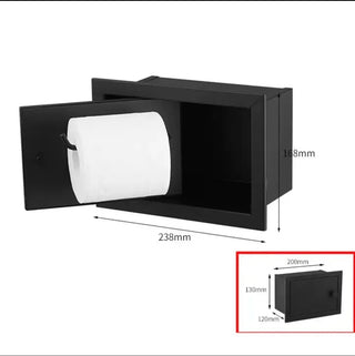 Porta Carta Igienica Scomparsa Riparata Impermeabile Acciaio Argento Nero-INTERIOR DREAM DESIGN