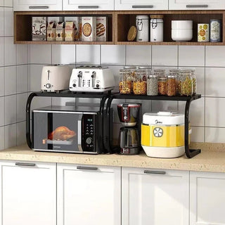 Porta Elettrodomestici Organizer Cucina Con Mensola Nero Bianco Di Metallo Organizzazione Cucina Mensola - INTERIOR DREAM DESIGN