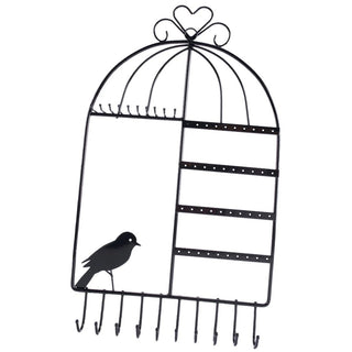 Porta Gioie Forma Gabbia Decorazione Porta Oggetti Fisso Muro Nero Rosa Bianco Arredo-INTERIOR DREAM DESIGN