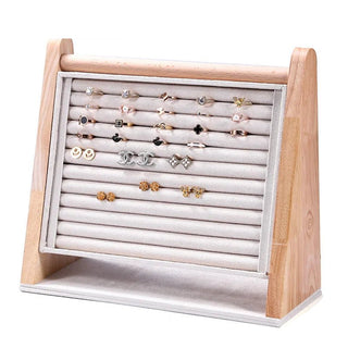 Porta Gioielli Materiale Velluto Legno Porta Gioie Salva Spazio Organizer Camera Da Letto-INTERIOR DREAM DESIGN