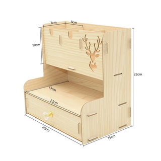 Porta Oggetti Organizer Da Ufficio Nero Marrone Chiaro E Scuro Da Scrivania In Legno Design - INTERIOR DREAM DESIGN