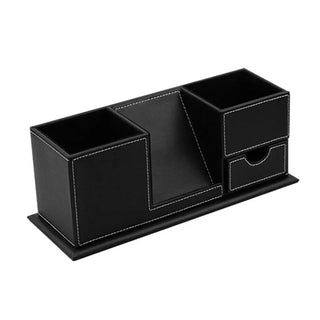 Porta Penne Con Ricarica USB Wireless Moderno Da Ufficio Scrivania In Pelle Design Arredo Colore Nero - INTERIOR DREAM DESIGN