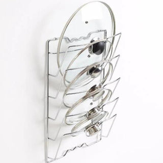 Porta Pentole Organizer Da Cucina Per Coperchi In Argento 5 Scomparti Comodo Salva Spazio Per Cassetti Comodo - INTERIOR DREAM DESIGN