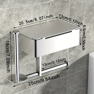 Porta Rotolo Acciaio Inossidabile Argento Nero Resistente Multifunzione Ripiano-INTERIOR DREAM DESIGN