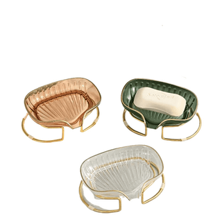 Porta Sapone Elegante Bordo Oro Decorazione Bagno Design Moderno Accessori Bagno-INTERIOR DREAM DESIGN