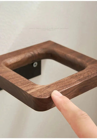 Porta Scopino WC Legno Marrone Quadrato Arredamento Ceramica Casa Bagno-INTERIOR DREAM DESIGN