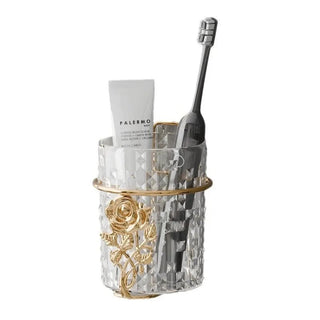 Porta Spazzolino Resina Termoplastica Nero Bianco Decorazione Bagno Porta Oggetti Organizer Accessori-INTERIOR DREAM DESIGN