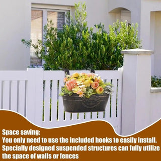 Porta Vaso Parete Materiale Metallo Nero Bianco Composizione Floreale Arredo Giardino Esterno-INTERIOR DREAM DESIGN