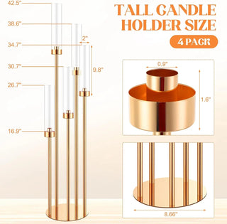 Portacandele Colore Oro Decorativo Pavimento Metallo Arredamento Casa-INTERIOR DREAM DESIGN