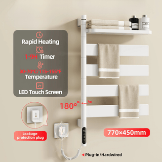 Portasciugamani Riscaldato Elettrico Rotante Con Ripiano Riscaldatore Portasciugamani-INTERIOR DREAM DESIGN
