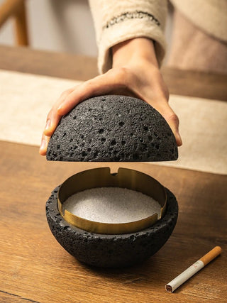 Posacenere Rotondo Forma Cratere Design Innovativo Materiale Cemento Diversi Colori-INTERIOR DREAM DESIGN