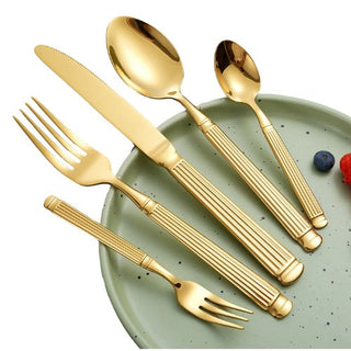 Posate Cucina Metallo Acciaio Inossidabile Resistente Colore Oro Argento Cucchiaio Forchetta Coltello Cucchiaino Diversi Set Disponibili Cucina-INTERIOR DREAM DESIGN