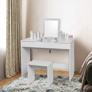 Postazione Bellezza Toeletta Trucco Ballerina Camera Letto Mobile Specchio Cassetti Apribile Legno Vetro Acciaio Sgabello Incluso Accessori Arredamento Casa - INTERIOR DREAM DESIGN