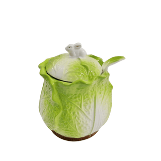 Recipiente Miele Contenitore Forma Lattuga Design Innovativo Ceramica Colore Verde-INTERIOR DREAM DESIGN