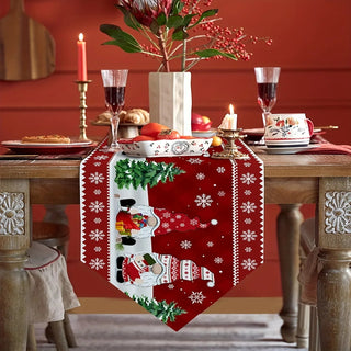 Runner Di Natle Di Colore Rosso Con Babbo Natale Addobbi Atmosfera Natalizia Aria Di Natale Varie Dimensioni Adatto A Tavoli - INTERIOR DREAM DESIGN