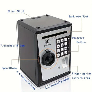 Salvadanaio Codice Nero Particolare Camera Organizer Monete Risparmi Tempo Resistente-INTERIOR DREAM DESIGN