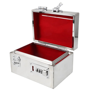Salvadanaio Monete Sicuro Valigetta Argento Rossa Box Sicura Risparmi Camera Letto-INTERIOR DREAM DESIGN