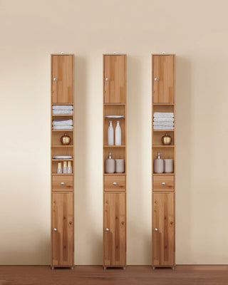 Scaffale Materiale Legno 5 Scomparti Armadio Mensola 1 Cassetto Ante mobili Porta Oggetti Resistente-INTERIOR DREAM DESIGN