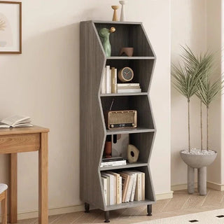 Scaffale Materiale Legno Diverse Colorazioni 5 Ripiani Porta Oggetti Resistenti Arredo Salotto-INTERIOR DREAM DESIGN