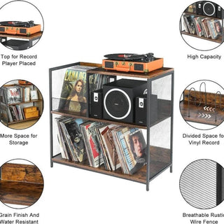 Scaffale Porta CD Libri Vinile Stereo Salotto Mobile Decorazione Arredamento Legno-INTERIOR DREAM DESIGN