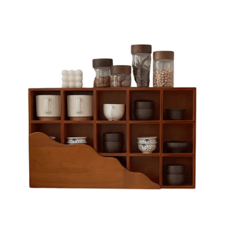Scaffale Porta Tazze Colore Marrone Scuro Materiale Legno Arredamento Casa Stoviglie-INTERIOR DREAM DESIGN
