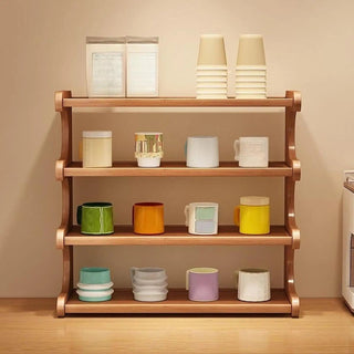 Scaffale Tazze Cucina Marrone Legno Organizzazione Casa Stoviglie-INTERIOR DREAM DESIGN
