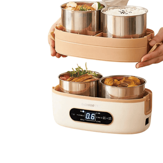 Scalda Pranzo Elettrico Colore Beige Materiale Acciaio Plastica 2 Livelli Elettrodomestici Casa-INTERIOR DREAM DESIGN