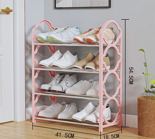 Scarpiera 4 Ripiani Livelli Scomparti Aperti Acciaio Plastica Diversi Colori Organizzazione Scarpe-INTERIOR DREAM DESIGN