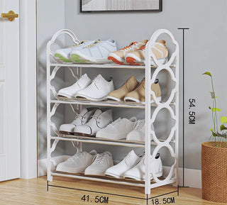 Scarpiera 4 Ripiani Livelli Scomparti Aperti Acciaio Plastica Diversi Colori Organizzazione Scarpe-INTERIOR DREAM DESIGN