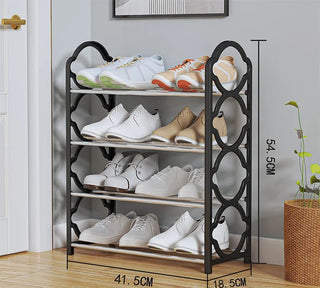 Scarpiera 4 Ripiani Livelli Scomparti Aperti Acciaio Plastica Diversi Colori Organizzazione Scarpe-INTERIOR DREAM DESIGN