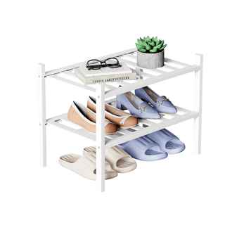 Scarpiera Colore Bianco Nero 3 Ripiani Scarpe Casa Organizzazione-INTERIOR DREAM DESIGN