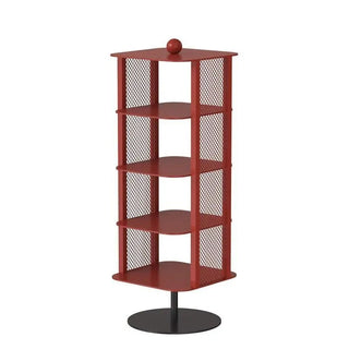 Scarpiera Metallo Colore Rosso Bianco Diversi Ripiani Base Rotonda Casa-INTERIOR DREAM DESIGN