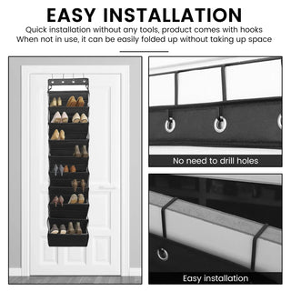 Scarpiera Nera Sospesa Porta Organizzazione Salva Spazio 10 Ripiani-INTERIOR DREAM DESIGN