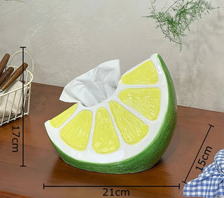 Scatola Fazzoletti Modello Limone Materiale Ceramica Design Moderno Creativo Organizer-INTERIOR DREAM DESIGN