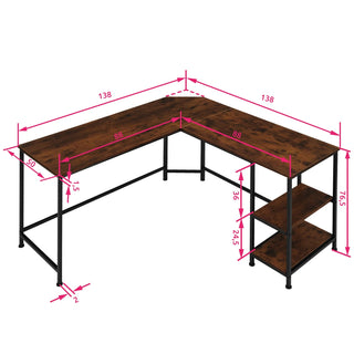 Scrivania Angolo Ripiani Legno Acciaio Resistente Accessori Arredamento Organizzazione Ufficio Casa - INTERIOR DREAM DESIGN